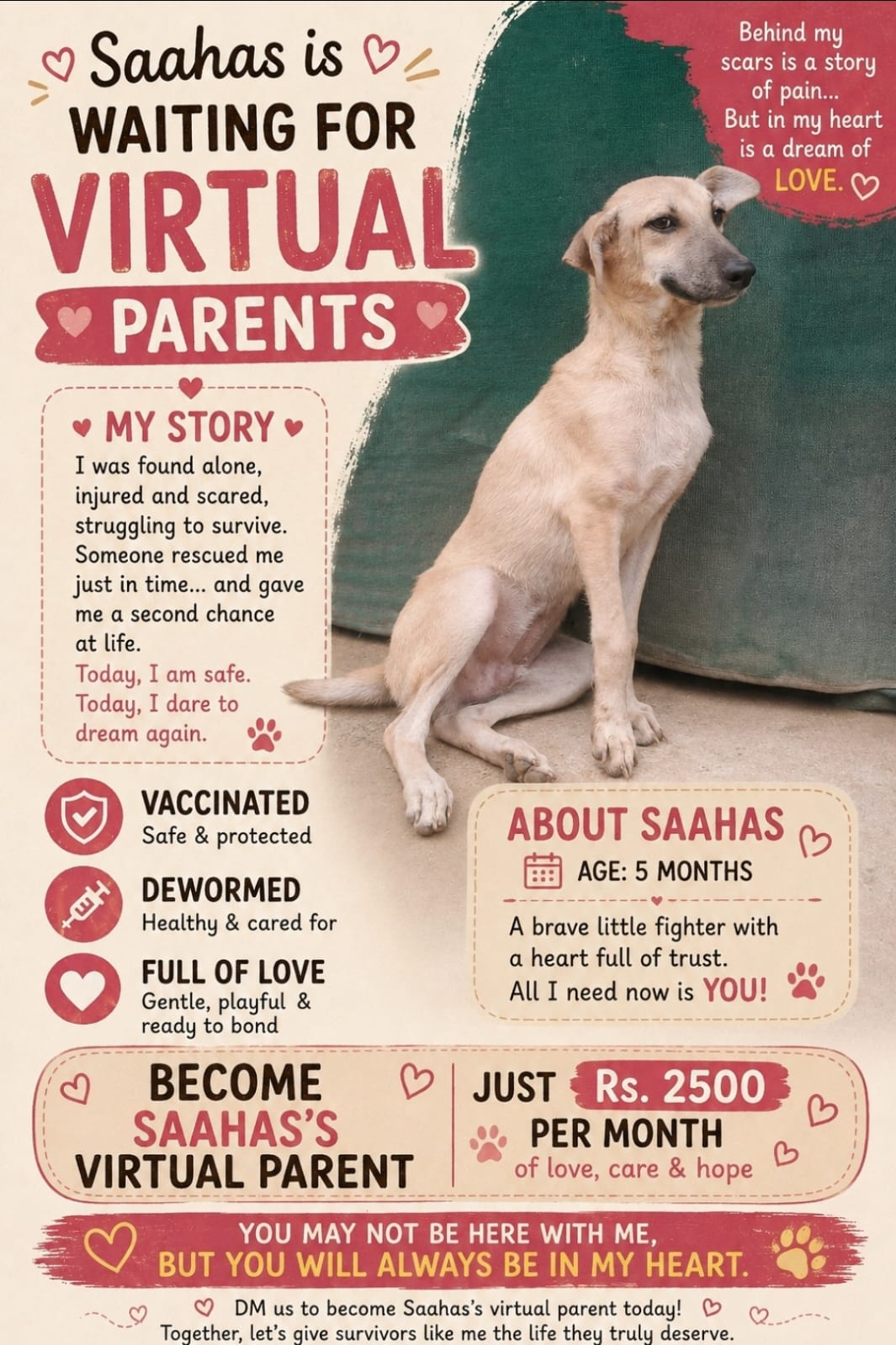 Saahas virtual parent adoption poster